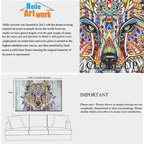 Ihappywall 3 Pieces Wolf Canvas Wall Art Abstract Boho Paisley Animal Wildlife Artwork For Living Room Home Decor Stretched And Framed Ready To Hang 16X32Inchx3Pcs #TOP5