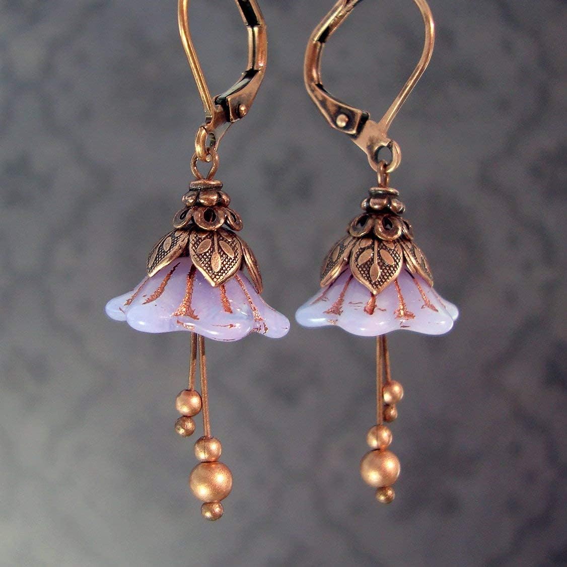 Fairy Flower Lever-back Earrings with Czech Glass
