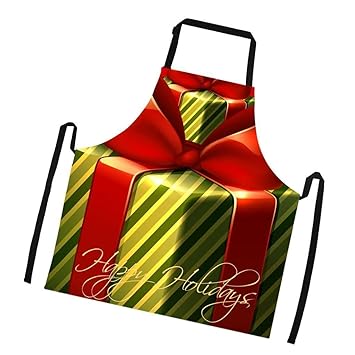 Christmas Apron Unisex Kitchen Bib Apron for Cooking Baking Party Supplies O