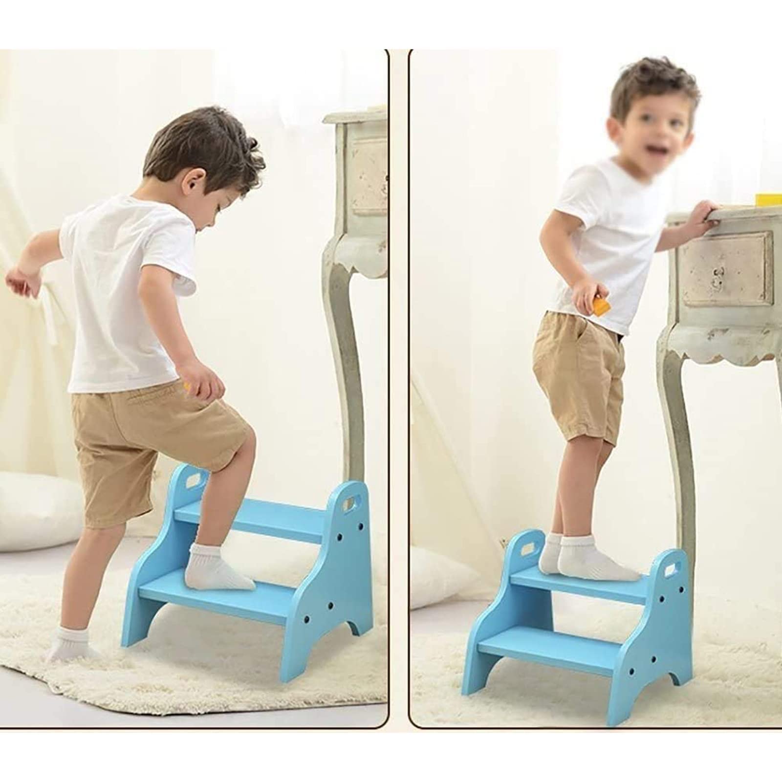 Robuster dünner Klapphocker Holz 2 Stufen Hocker Leiter für Kleinkinder Badezimmer Utility Kleine Fußhocker für Kinder Töpfchen Training Tragbares Indoor Blumenregal