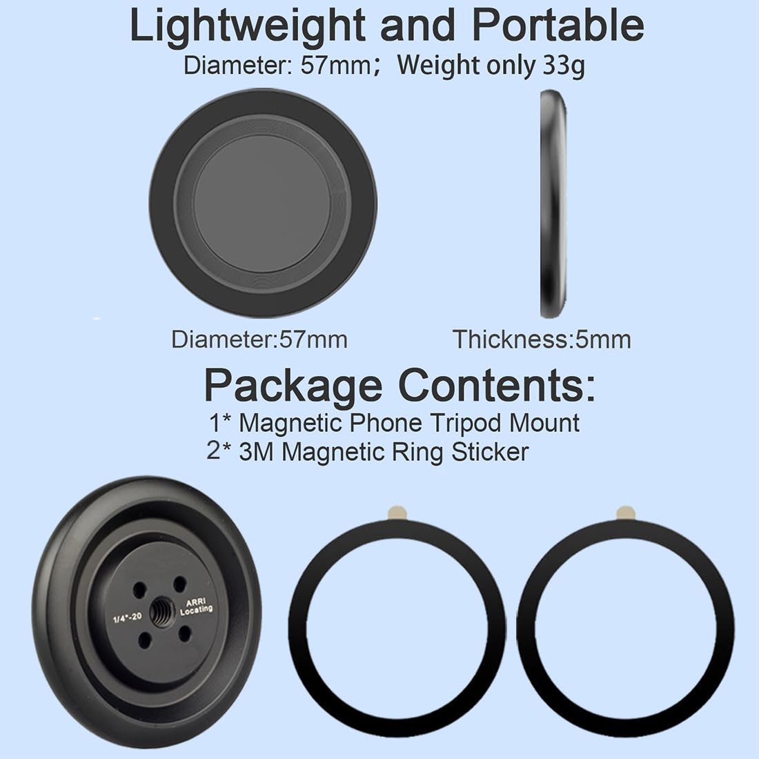 DEKEENSTAR Magnetic Phone Tripod Adapter Mount with 1/4