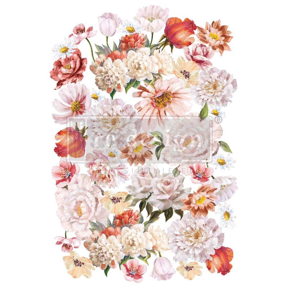 Motif Pretty in Peach Re-Design Decor Transferts floral grand format