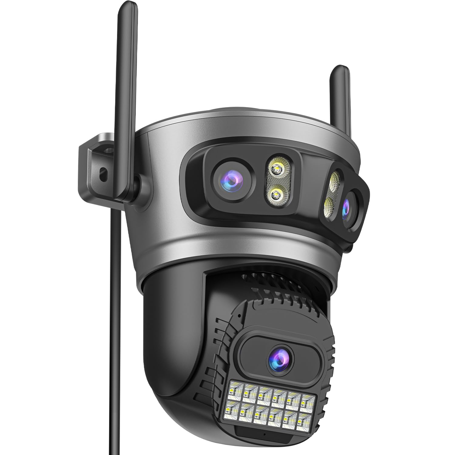 ANBIUX 3-in-1 Camara Vigilancia WiFi Exterior - 2.4/5GHz WiFi Cámara Vigilancia con visión de 360°, visión nocturna a color, seguimiento inteligente, audio bidireccional, IP66, compatible con TF/Cloud
