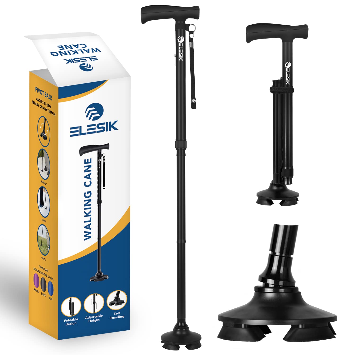 Buy ELESIK Walking Cane for Women & Men Adjustable Folding Cane with