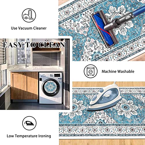 Ileading Soft Boho Faux Wool Runner Rug 2X6Ft For Bedroom Non Slip Area Rug For Hallway Machine Washable Non-Shedding Carpet Floor Mat For Living Room Entrance Kitchen Laundry(Teal) #TOP7