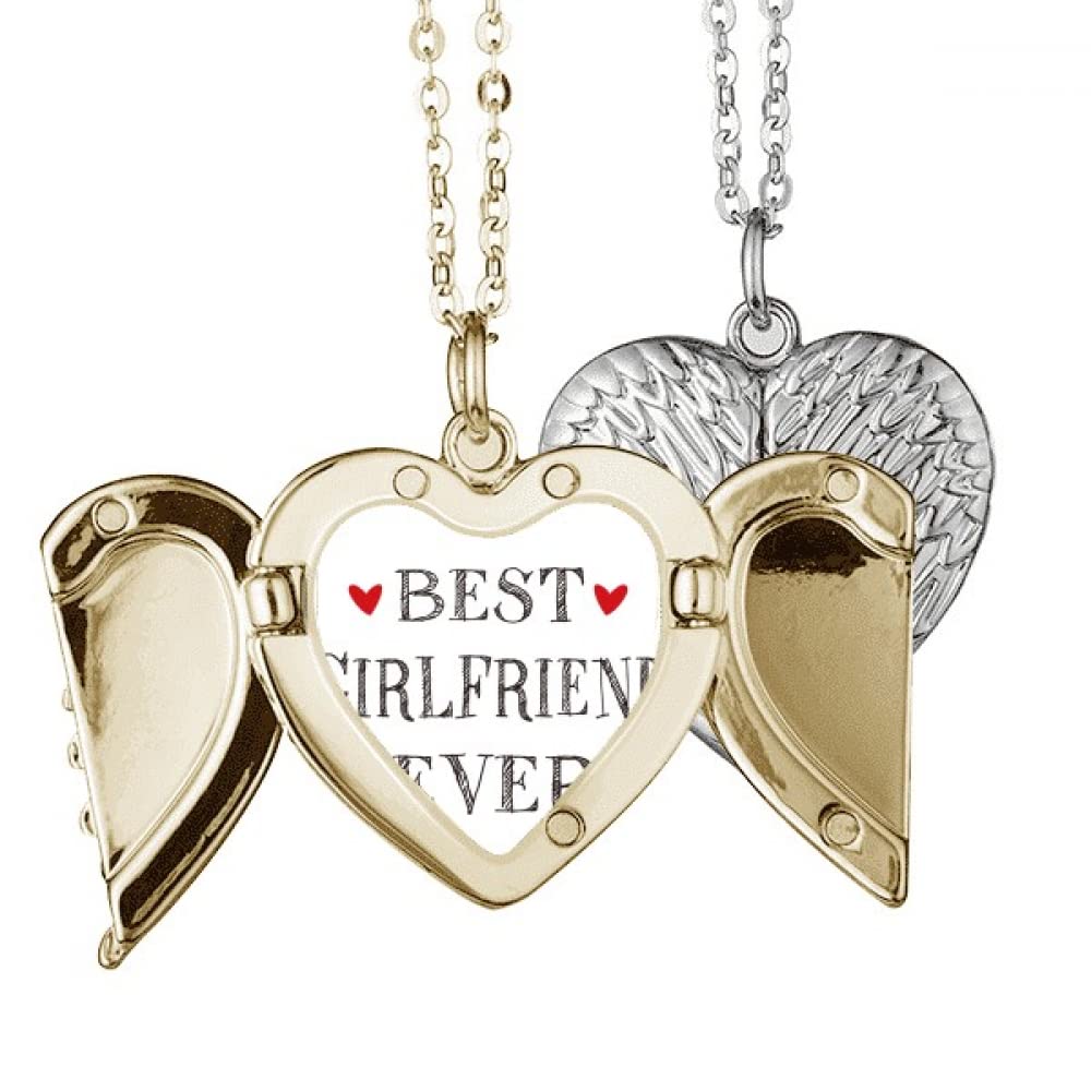 Best girlfriend ever Quote Heart Angel Wing Necklace Pendant Couple
