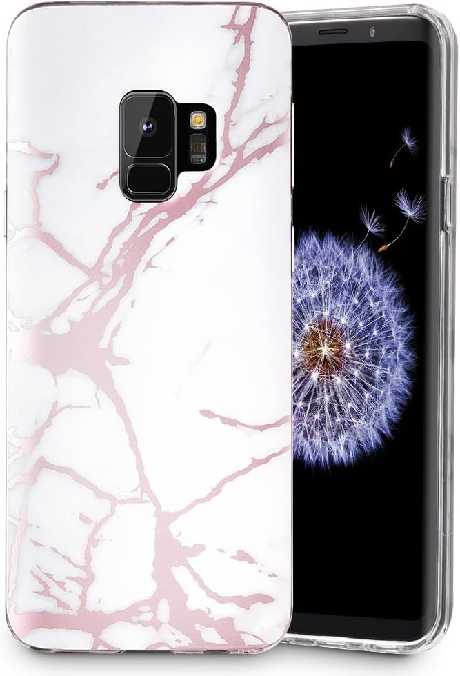 Caka Galaxy S9 Case, Galaxy S9 Marble Case Slim Anti Scratch Shockproof Luxury Fashion Silicone Soft Rubber TPU Protective Case for Samsung Galaxy S9 (Rose Gold)