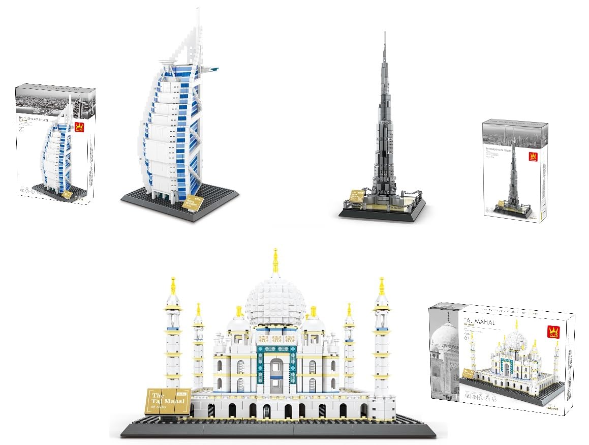 TechPlus - Trio World Most Famous Architecture Buildings Skylines: Dubai Building Kit, Collectible Architecture Building Set for Adults, New 2023 (Set Of 3)