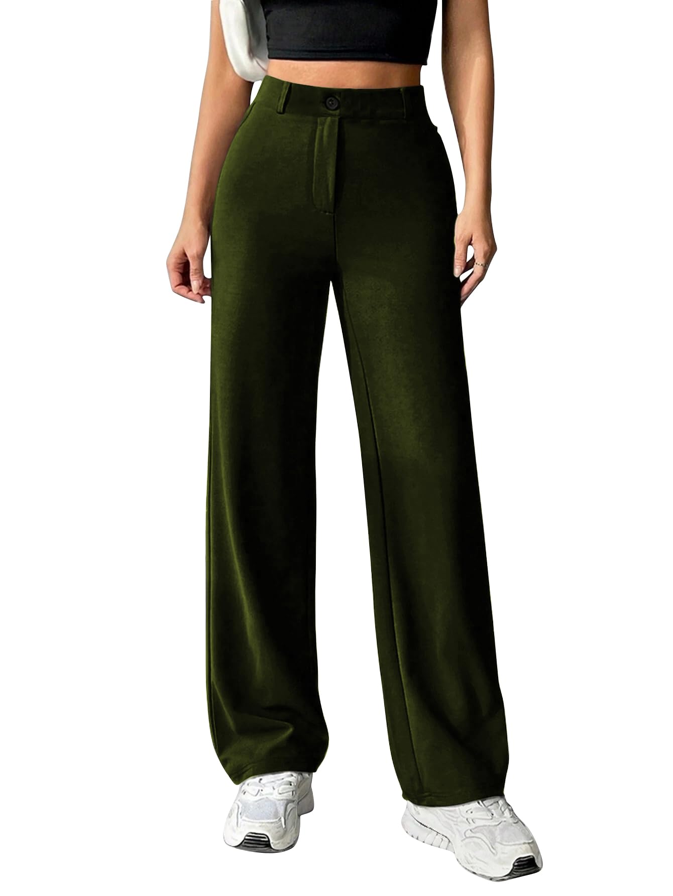 toochki Trousers for Woman Pants Women's Formal Office Korean | Beige Track Pant | Straight | Cotton Spandex Stretchable Trouser | High-Waisted Bottom Wear-picture-32