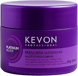Máscara Matizadora Platinum Silver Kevon – Matização Intensa, Antiamarelado, Hidratação Profunda para Cabelos Loiros, Grisalhos e Descoloridos – 300g