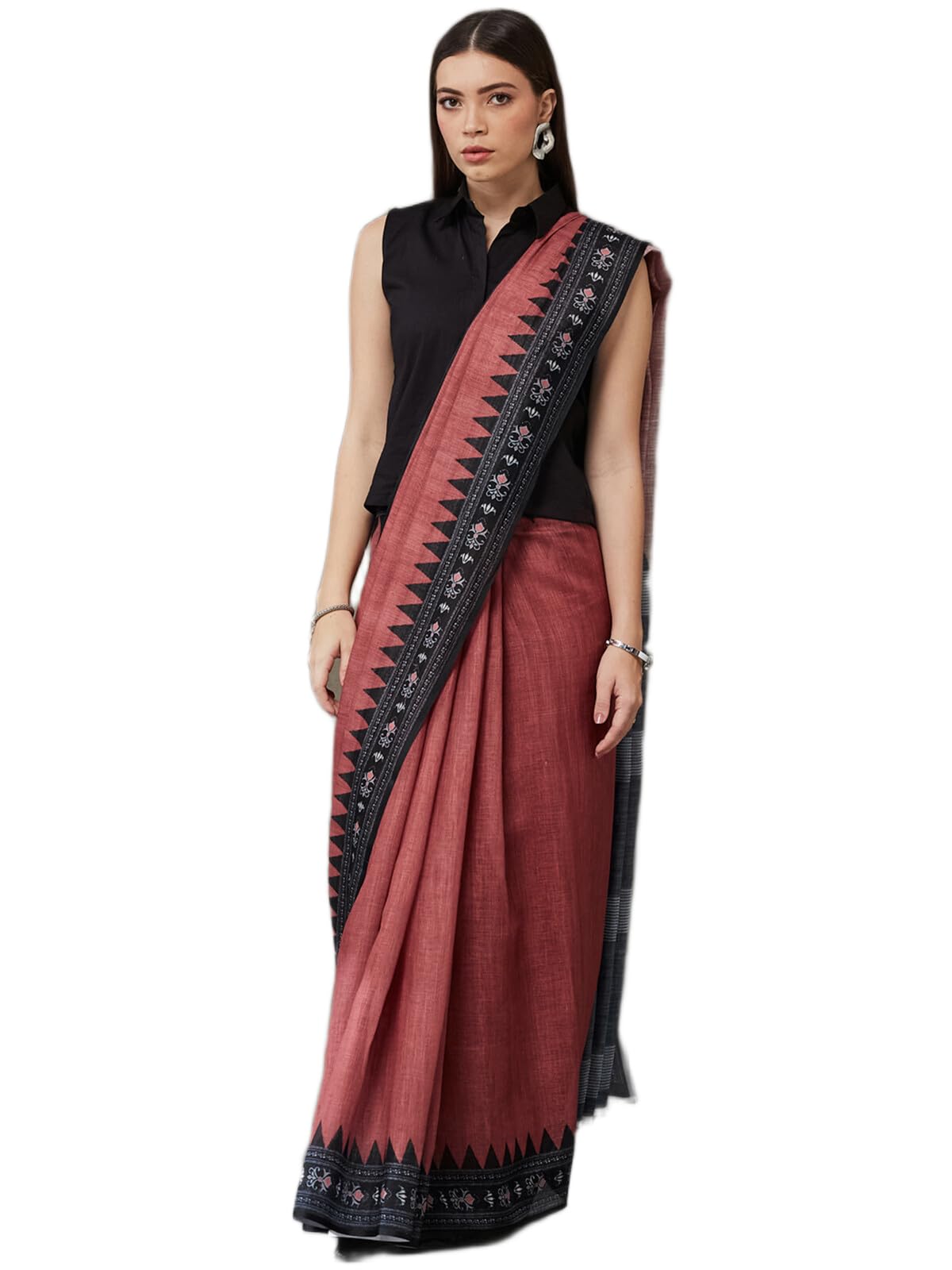 siril Women's Cotton Linen Printed Saree with Unstitched Blouse Piece-picture-17