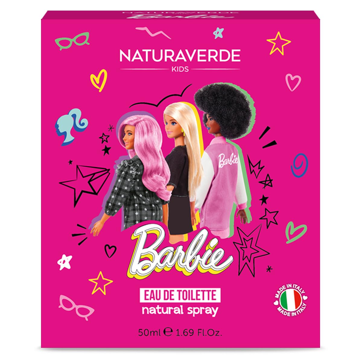 Naturaverde | Kids - Mattel Barbie - Eau de Toilette Spray per Bambini, Profumo Piacevole sulla Pelle, Contiene Alcool, Natural Spray, 50ml