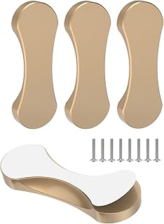 4 Pack Adhesive Cabinet Handles, 3 Inch Self-Stick Knobs, Barn Door & Finger Pulls for Closets, Sliding Shower Glass Doors, Wardrobes, Drawers, Windows (4, Gold)