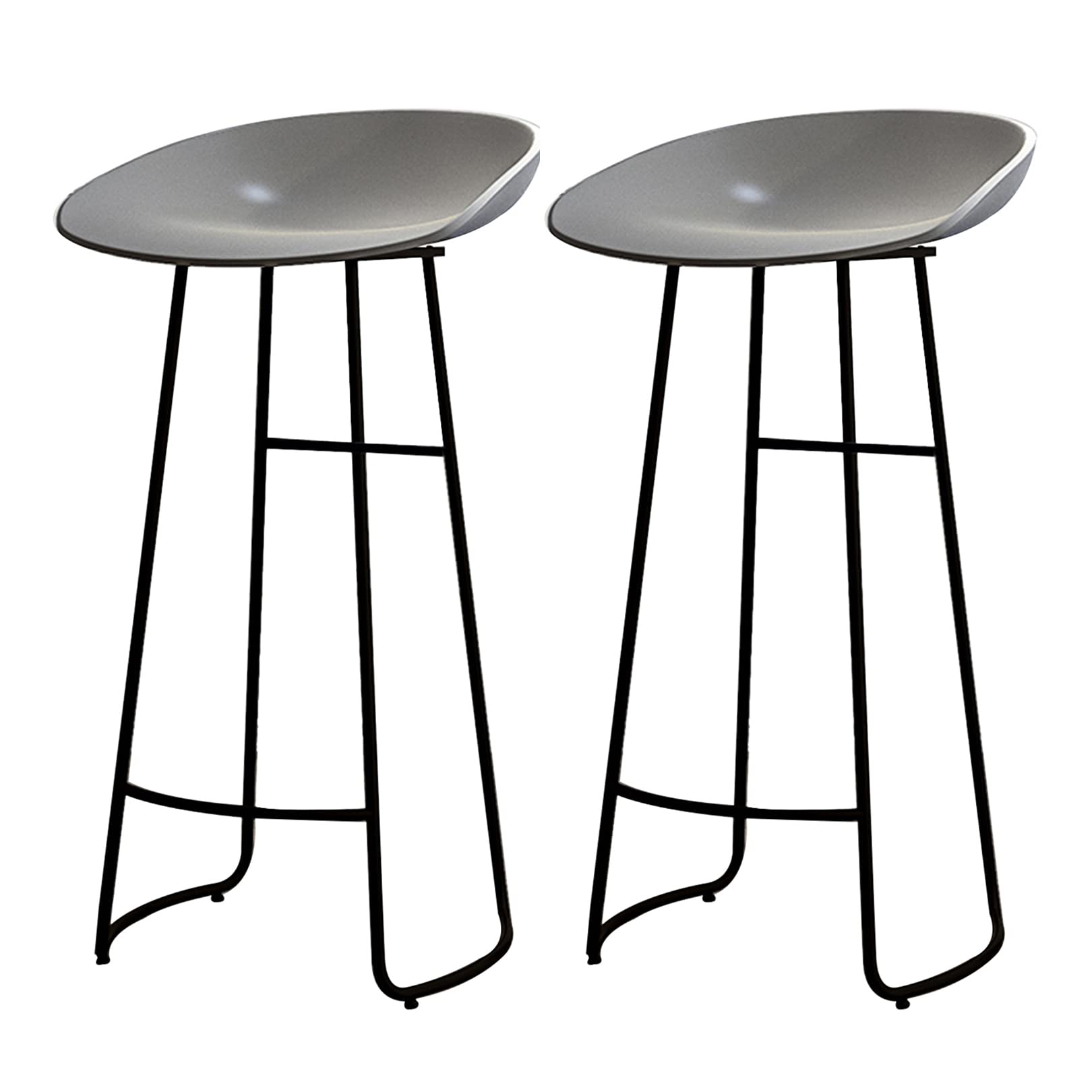 Tabourets de bar gris 65 cm (lot de 2) avec pieds en métal noir pour cuisine