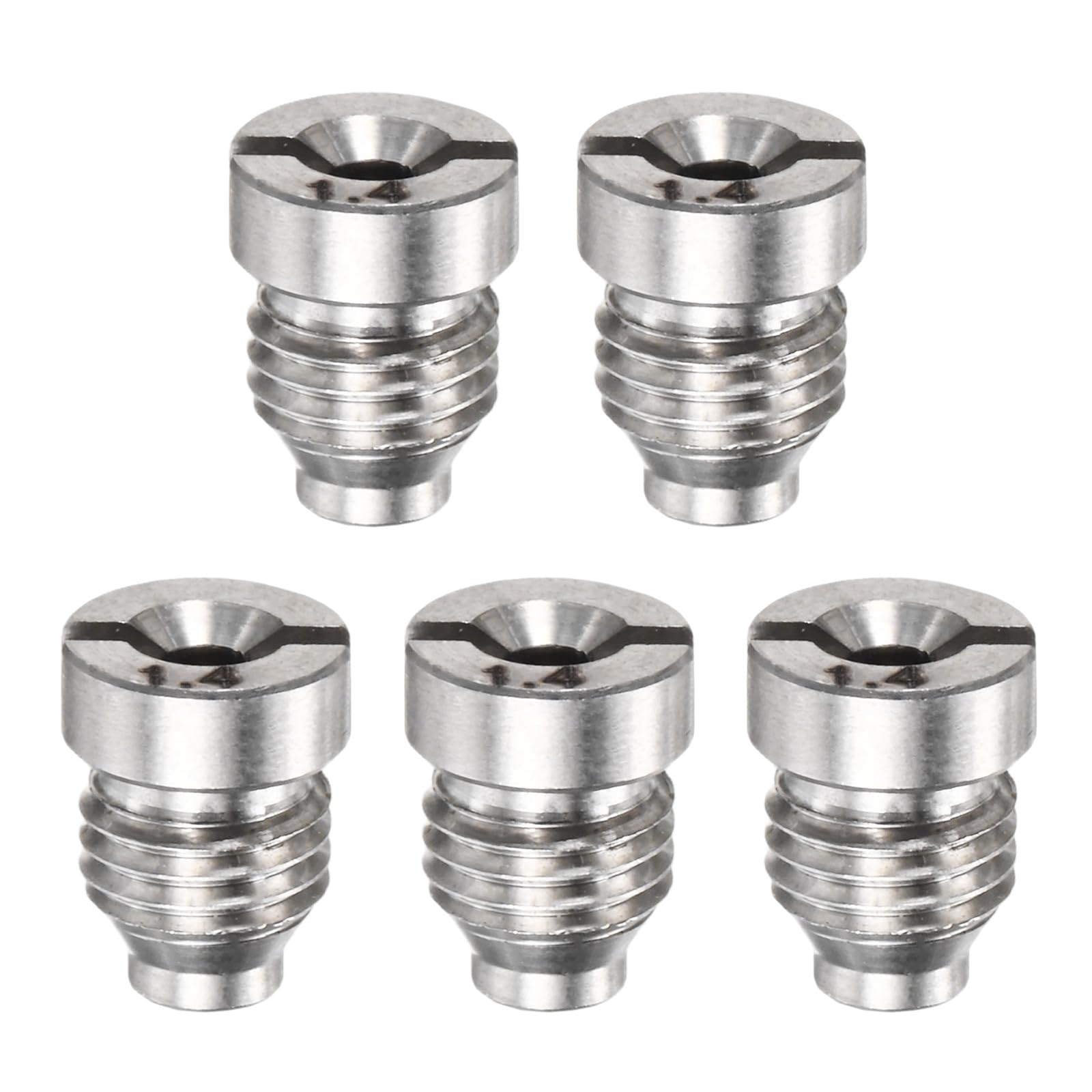 M METERXITY 5-Pack Foam Cannon Orifice Nozzle Tips, 1.4 mm Stainless Steel Replacement Thread Nozzle for Car Wash/Garden Hose Use/Snow Lather Lance, Universal Thread Tips [Silver]