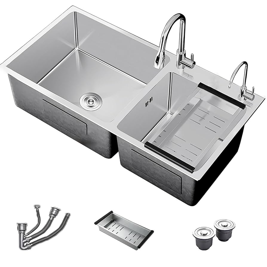 yu　0527 Double Bowl Kitchen Sink 27-inch Stainless Steel Sink