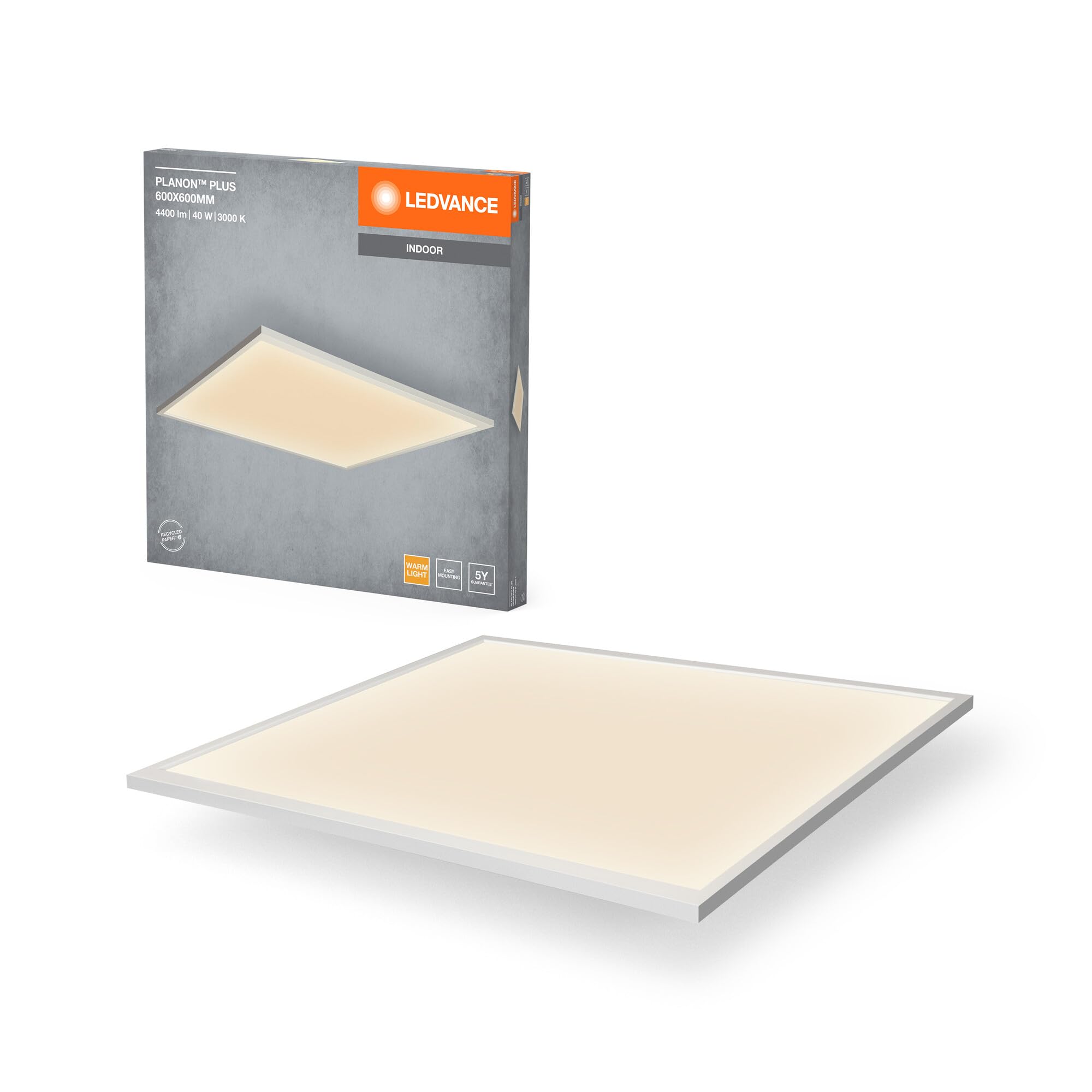 Plafonnier LED 36W carré 60x60 cm LEDVANCE Planon Plus blanc chaud 3000K