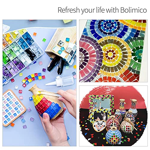 Bolimico Mosaic Tile, 0.6Inch Mosaic Art Kits For Kids Or Adults, Stained Glass Pieces For Crafts Bulk, Diy Home Decoration Handmade Jewelry Art Material (1.5X1.5Cm,100 Pieces) (Yellow) #TOP6