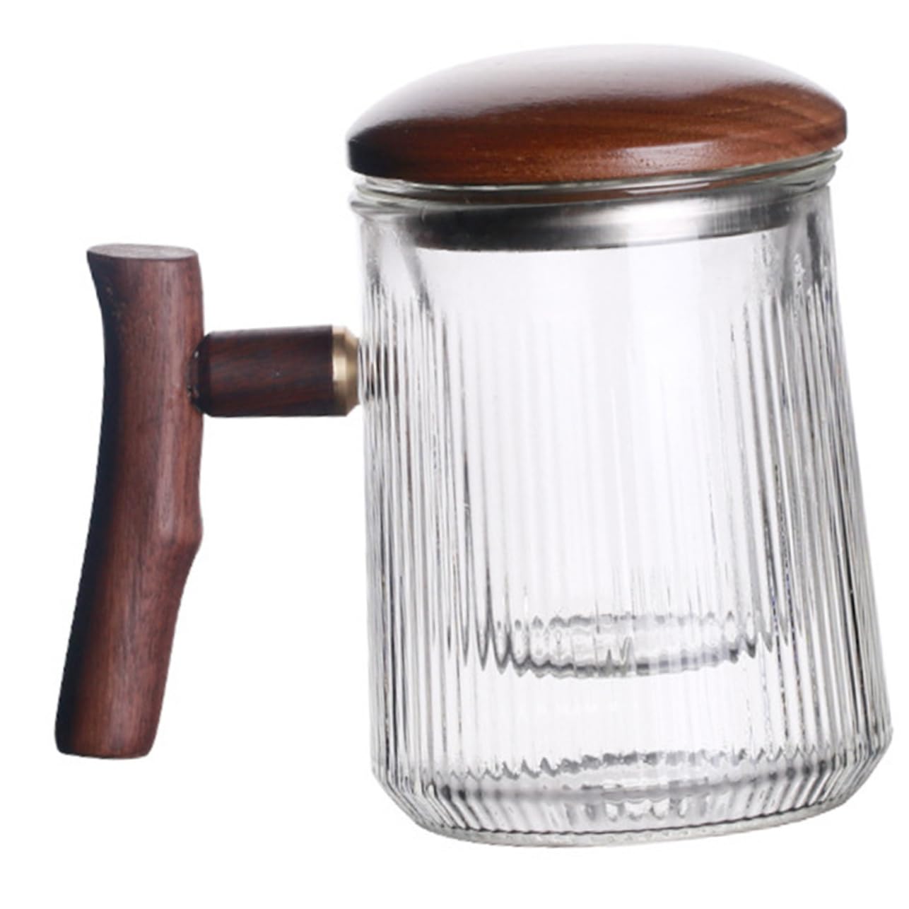 NAMOARLY Vertical Stripe Tea Cup Mug with Tea Infuser Unique Tea Cups Clear Tea Cups Tea Infuser Mug Clear Mugs Filter Drinking Mug Tea Cups with Lids Tea Mug Infuser Tea Kettle Wooden