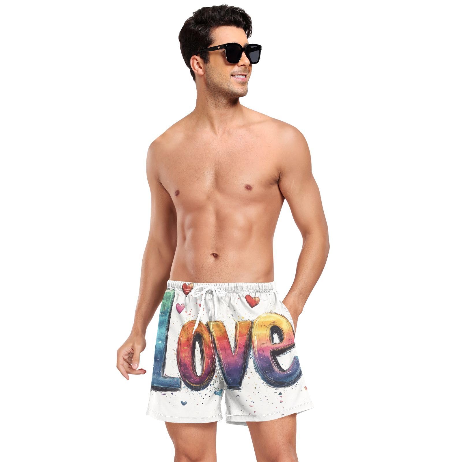 Yuiboo A Pride Month Swimming Trunks for Men Mens 2 in 1 Running Shorts with Compression Liner Volleyball Shorts Lightweight Multi