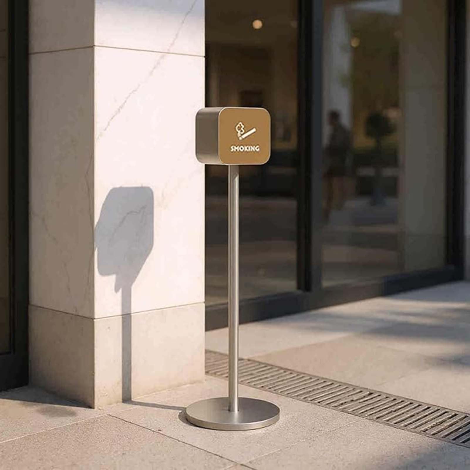 Stainless Steel Heavy-Duty Ash Container, Cigarette Butt Disposal Receptacle, Vertical Smokers Station For Outside Sidewalks And Roadside Areas(Silver)