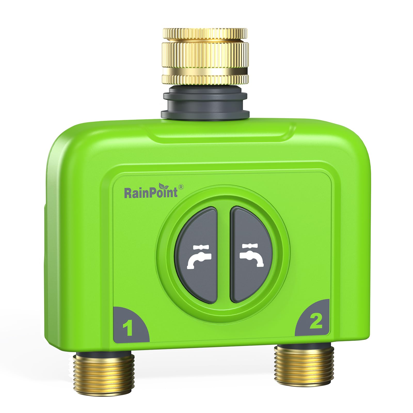 RAINPOINT WiFi Water Timer 2 Outlets, Smart Hose Irrigation Timer with Brass Inlet & Outlet, must be used with HWG023 Gateway, IP65 Waterproof, Rain Delay/Manual Watering(without Antenna Gateway)