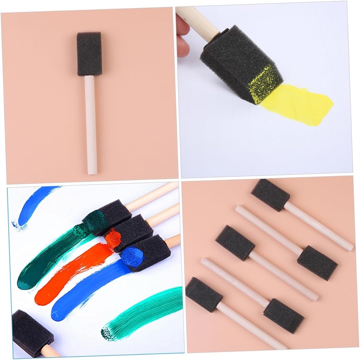 40Pcs Paint Sponges with Handle Versatile Craft Brushes for Painting Stenciling and Varnishing Projects Washable Reusable and Easy to Use