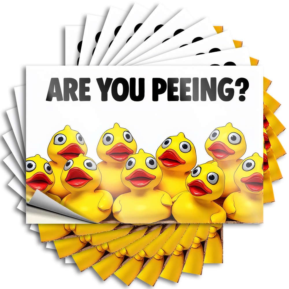 Fzfn Colour Sticker Fall Door Decorations | Encouraging Helmet Rubber Ducks Asking If You're Peeing For Interesting(8X12cm)