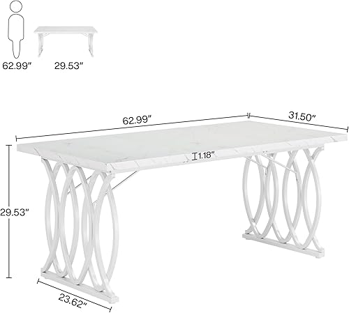 Miniatura 2 de Tribesigns Escritorio ejecutivo, escritorio grande para computadora de 63 pulgadas de ancho, escritorio de oficina moderno, mesa de conferencias,