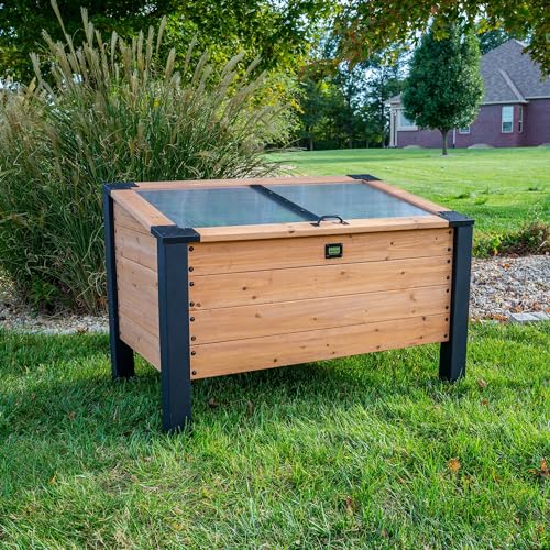 Backyard Discovery Aggie 4' x 2' Cedar Wood Cold Frame Portable Mini Greenhouse, Raised Garden Planter with Temperature-Activated Polycarbonate Lid, Mesh Drainage for Year-Round Outdoor Gardening - image 7