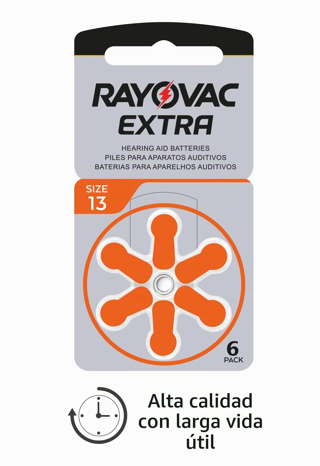 Rayovac Extra Advanced - Pilas de audífono Zinc Aire A13/PR48, pack de 60 unidades, color naranja