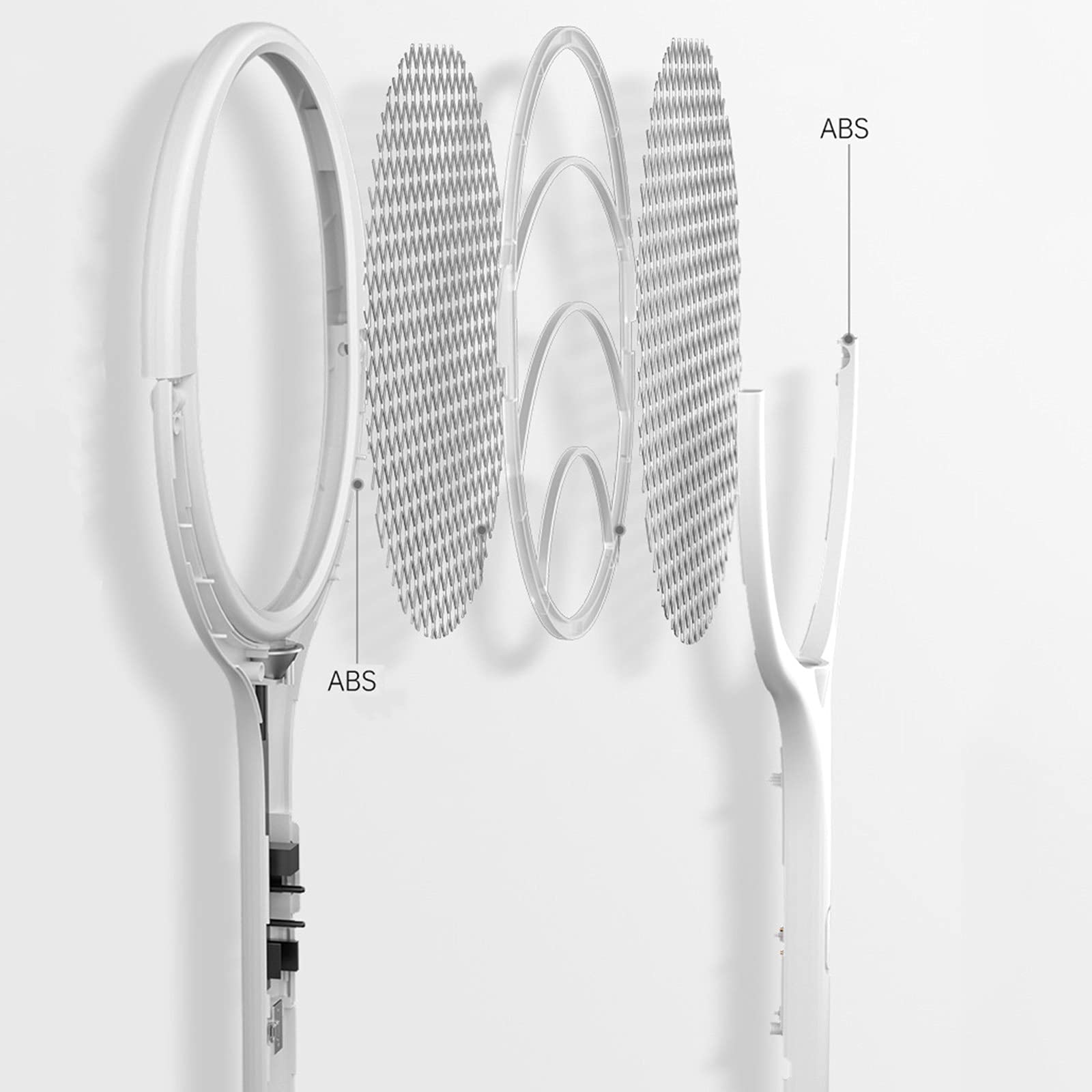 Scacciazanzare Elettrico, Lampada antizanzare ad Angolo Regolabile 3000V con Ricarica USB, Cattura Mosche con Base, Racchetta per zanzare Insetti a Luce Ultravioletta (Bianca)