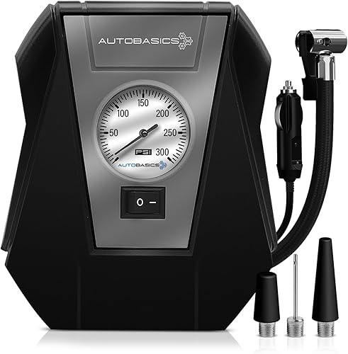 Compresor de aire automático portátil para inflador de neumáticos, bomba de aire de 300 PSI con manómetro integrado y enchufe de automóvil de 12