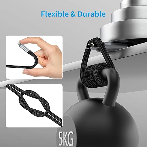 Miniatura 4 de Cable USB C de 1.5 pies, cable de carga USB 2.0 trenzado tipo A a tipo C de 18 pulgadas, cable Android Auto compatible con iPhone 15 ProMax, Samsung