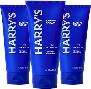 Harry's Hair Taming Cream 3-Pack: Lightweight Styling Cream for Natural Hold on Thick, Curly Hair, 5.1oz Each