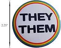 Vista 3 de Ellos ellos pronombre pin - botón pinback - alta visibilidad - solo grande, botón de 2.25