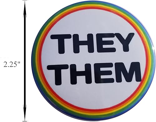 Vista 3 de Ellos ellos pronombre pin - botón pinback - alta visibilidad - solo grande, botón de 2.25