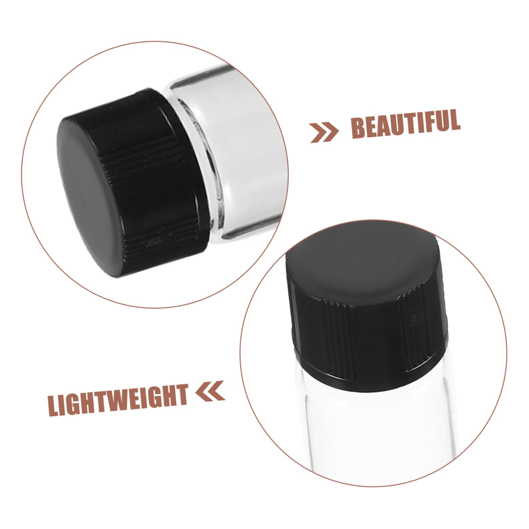 5ml Transparente Glasfläschchen mit Schraubdeckel, 100 Stück | Flacher Boden, Schwarze Kappen, Dicht Schließend, für Proben und Reagenzien
