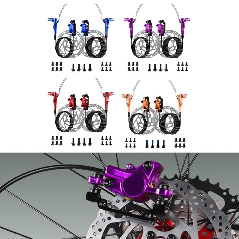 Premium 2-Kolben Hydraulisches Bremsen-Set mit 800 mm Vorder- und 1400 mm Hinterschlauch für MTB Adventures (lila)