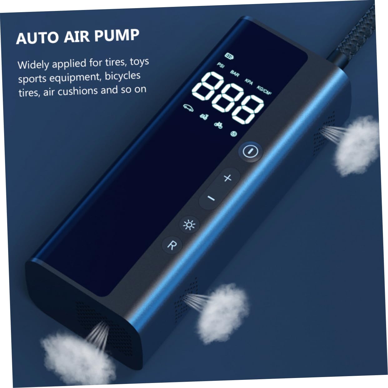 Kisangel Compressore d Aria Portatile Per Auto Pompa Pneumatici Auto Misuratore Pressione Digitale Abs Leggero Facile Trasportare Biciclette Motociclette Palloni Oggetti Gonfiare Luci Led n