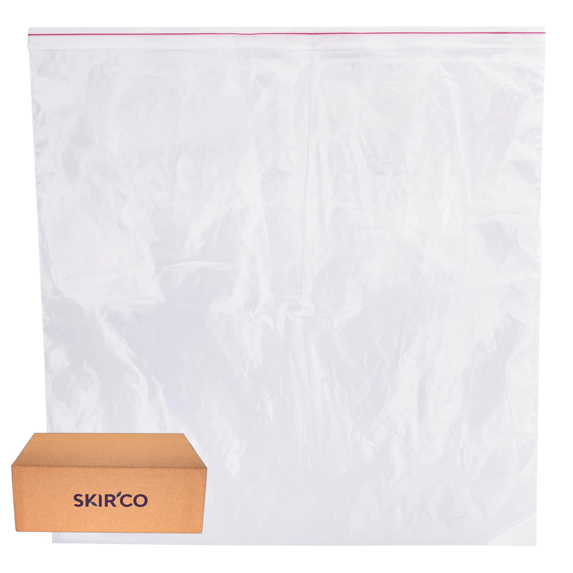 SKIR'CO (100 pz) Sacchetti con chiusura a zip 55 x 55 cm, sacchetti di plastica richiudibili, sacchetti di plastica trasparenti con chiusura lampo, sacchetti di plastica per alimenti