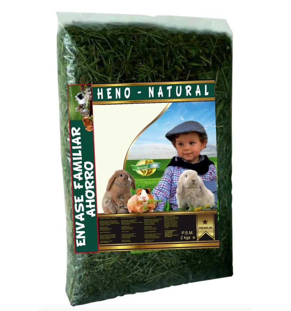 Pilesan Heno Natural para Conejos y Roedores 2Kg | No Prensado, Rico en Fibra para Digestión Saludable y Cuidado Dental | Ideal para Cobayas, Chinchillas y Otros Roedores