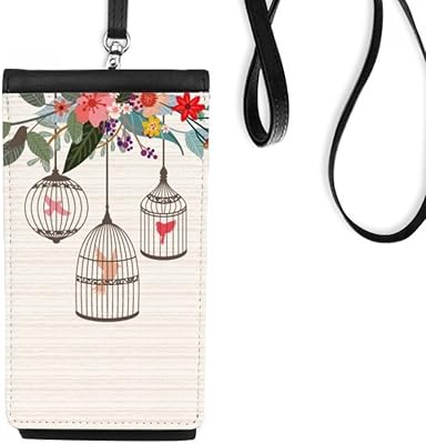 Cage Flower Shelf Art Deco Gift Fashion Phone Wallet Purse Hanging Mobile Pouch Black Pocket