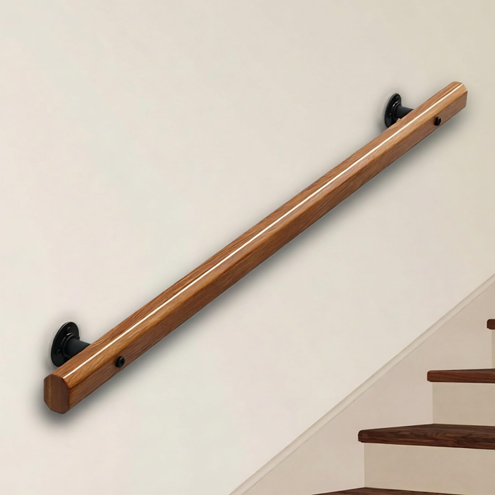 DMCHENGMA Wooden Handrail - Non-Slip Stair Railing - Wall Mounted Banister - Comfortable Barrier-Free Sturdy Balustrade(14ft/420cm)