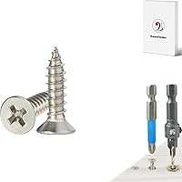 Vista 35 de Tornillos para madera, 120 tornillos Phillips de cabeza plana, tornillo de acero inoxidable 304 con kit de avellanado de madera ajustable