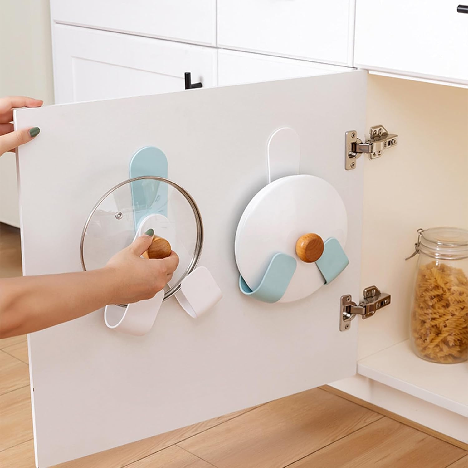 Self Adhesive Pot Lid Rack and Wall Mounted Pot Lid Holder for Kitchen Organization – No-Drill, Strong Adhesive Storage Rack for Pots, Pans & Lids (1Pcs)