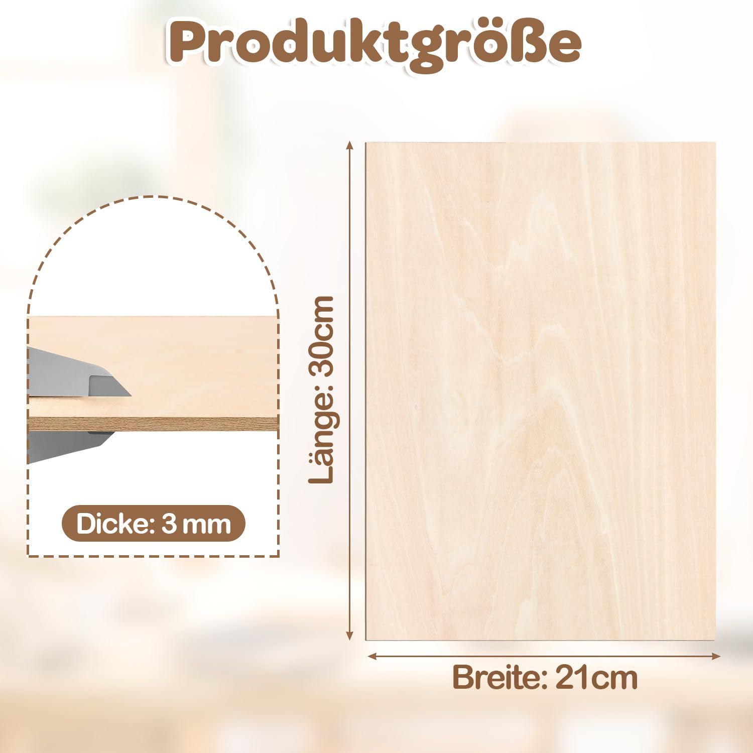 Pannello in compensato da 3 mm, 300 x 210 mm, 30 pezzi, in legno di tiglio, per modellismo, taglio laser, incisione laser, legno, bruciatura, pittura, pittura a olio fai da te