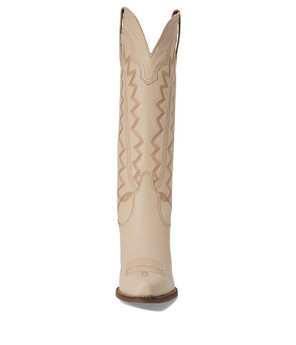 Dingo Womens High Cotton Embroidered Snip Toe Pull On Casual Boots Knee High Mid Heel 2-3" - Beige - Size 6 M by Dingo - Image 3