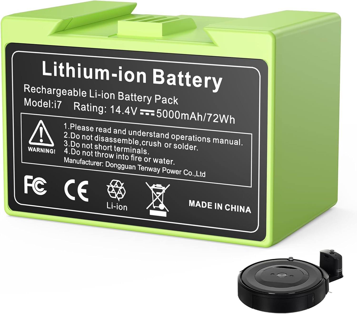 PENGJBATTER 14.4V 5000mAh ABL-D1 Replacement Battery, Compatible for iRobot Roomba i & e Series, Compatible with Roomba i7 i7+ 7150 7550 i3 i3+ 3150 3550 i4 i4+ 4150 4552, for e5 e6 e5150 e5152 e6198