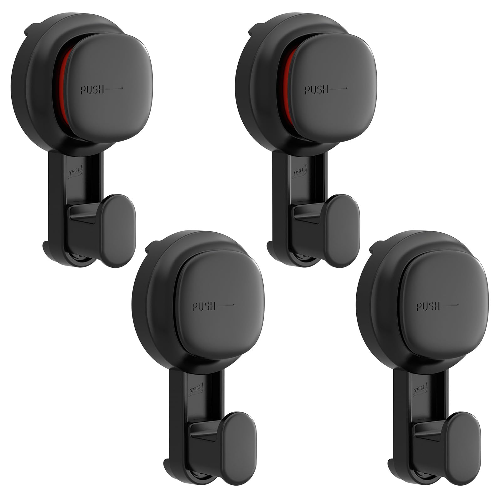 TAILI Suction Hooks for Bathroom with Vacuum Suction Cups 4 Packs Heavy Duty Shower Bathroom Hooks No Drilling Reusable Waterproof Removable Hanger for Shower, Kitchen Towel, Robe and Clothes
